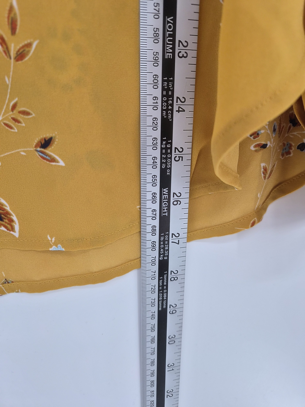 LOFT Mustard Floral Blouse L Boho Cottagecore Romantic Long Sleeve Peasant Top - Picture 11 of 11